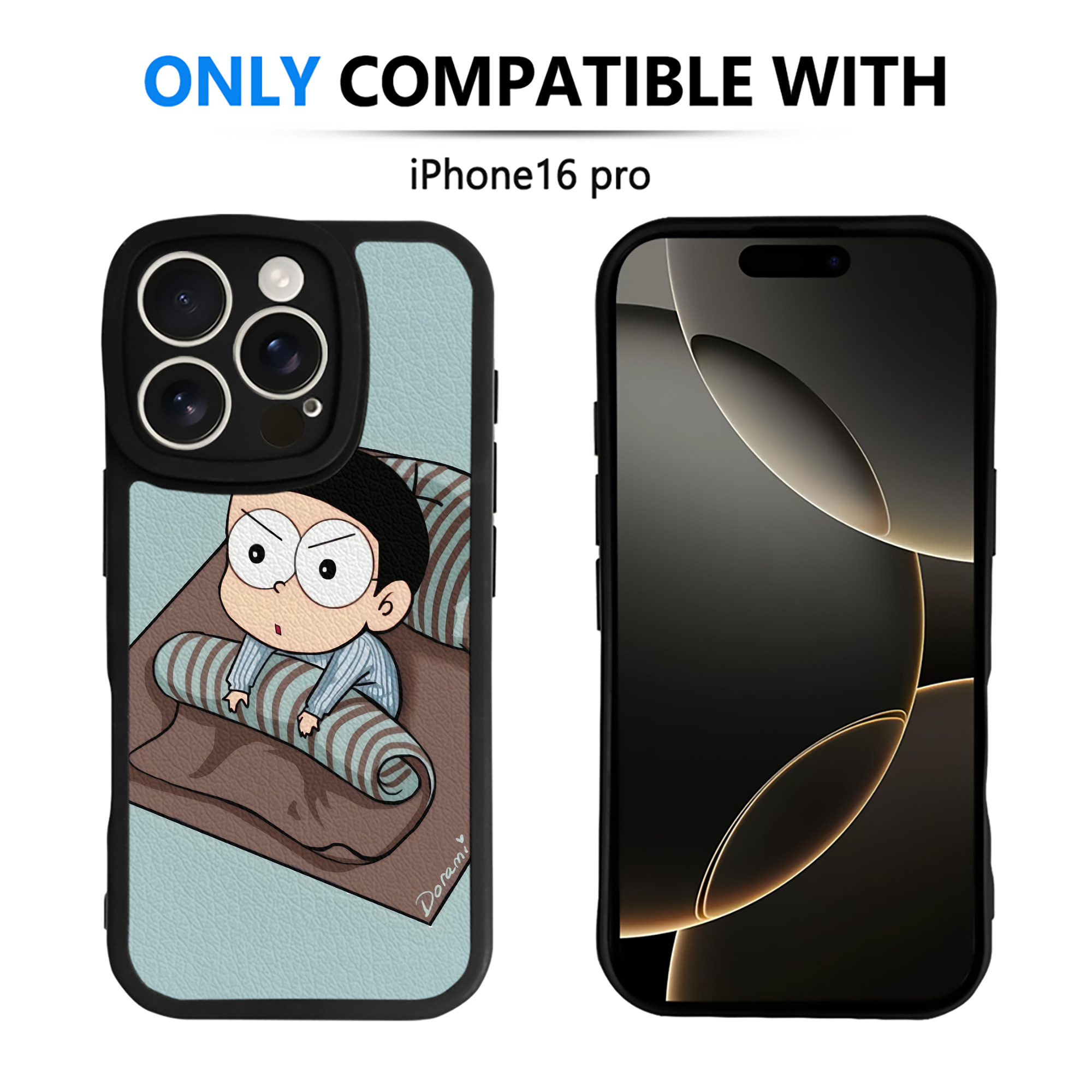 （画像用） ドラえもん Doraemon 【iPhone 16シリーズ対応】シリコンスマホケース（レザー調） 材質：シリコン